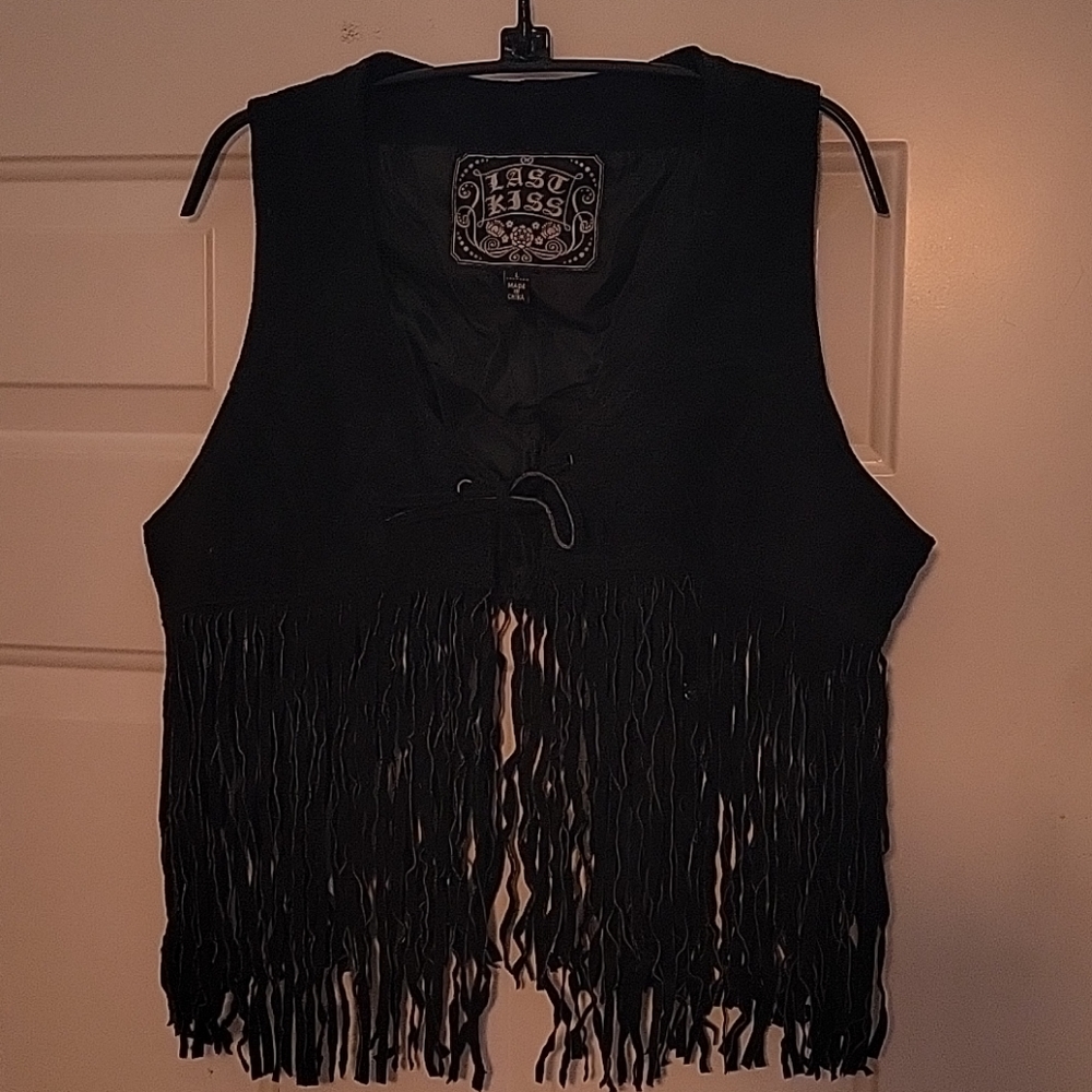 Last Kiss Black Suede Vest